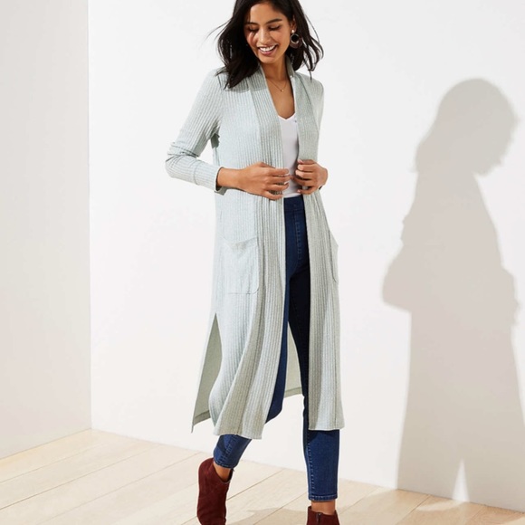 LOFT Sweaters - LOFT Ribbed Pocket Duster Sweater
